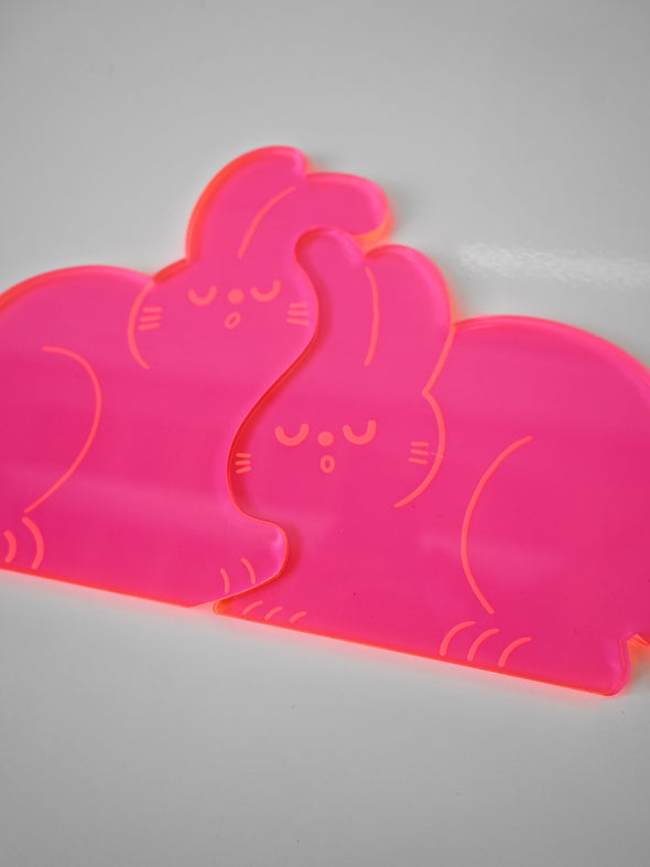 "Perfect Nap" (RABBITS) Set of two acrylic coasters