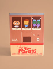 "Los Alfabetos" is a memory card matching game set of 26 pairs of Latin food characters. Designed by illustrator Natalí Koromoto Martínez.