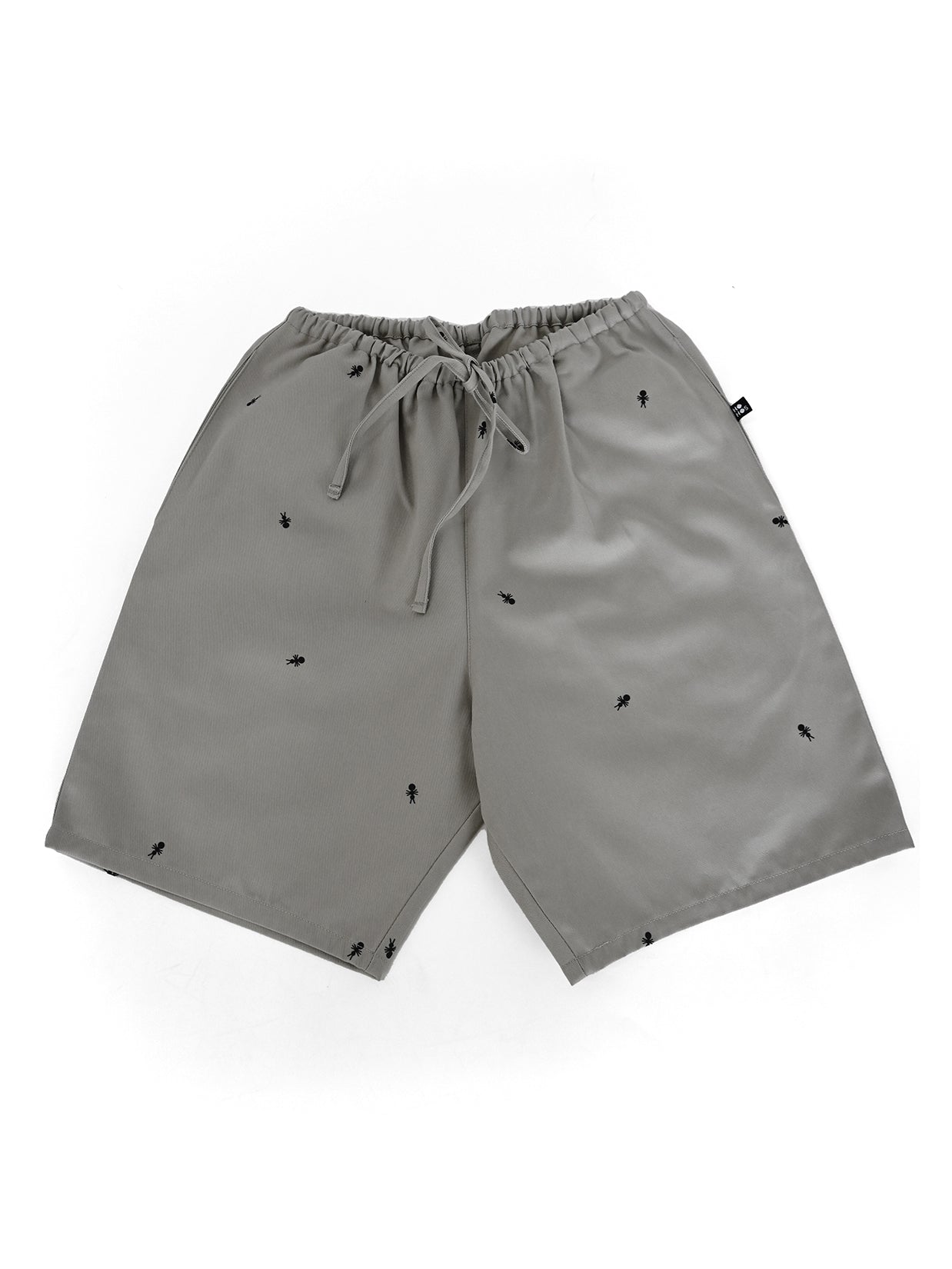 HO HOS HOLE IN THE WALL brand "Ants on Your Pants" Shorts. Design by Natali Koromoto. Pearl Grey colorway