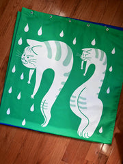 Part of the "Dry Cats" bath collection by illustrator Natali Koromoto. "Dry Cats" shower curtain.