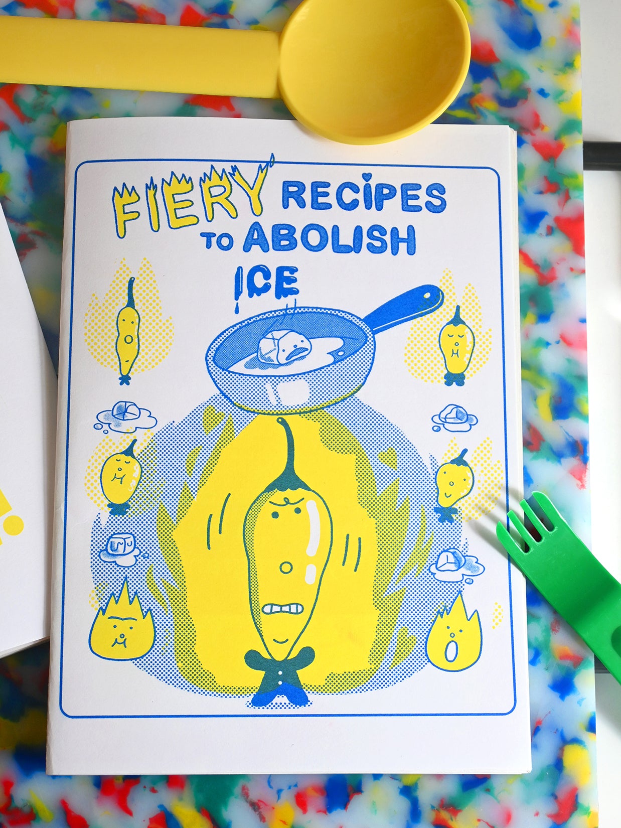 Fiery Recipes to Abolish Ice zine. 10 Fiery recipes. 60% proceeds go to United We Dream. Illustrations by Natali Koromoto Martinez.
