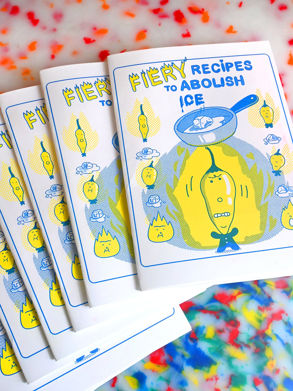 Fiery Recipes to Abolish Ice zine. 10 Fiery recipes. 60% proceeds go to United We Dream. Illustrations by Natali Koromoto Martinez.