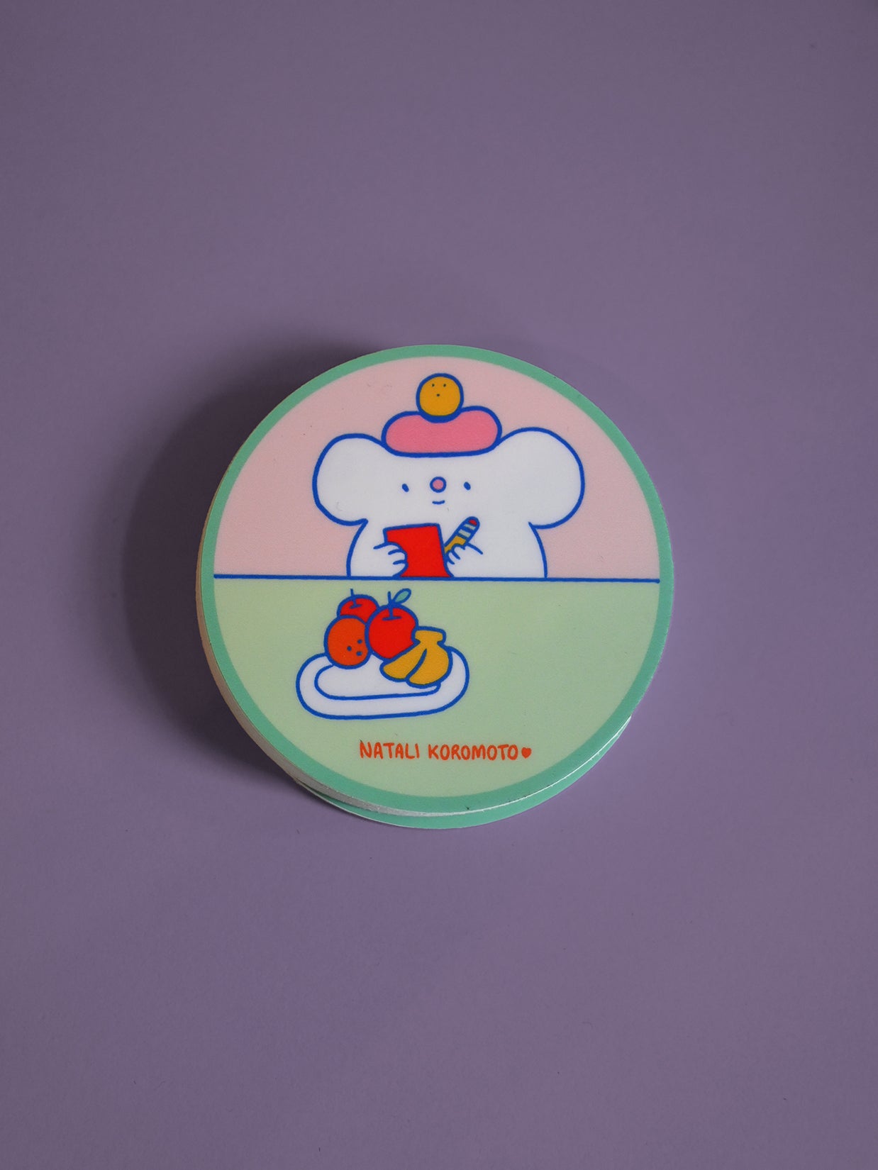 Jumbo Stickers! Designs by Natali Koromoto Martinez. Average size 3"x3". Water-resistant. Dishwasher safe