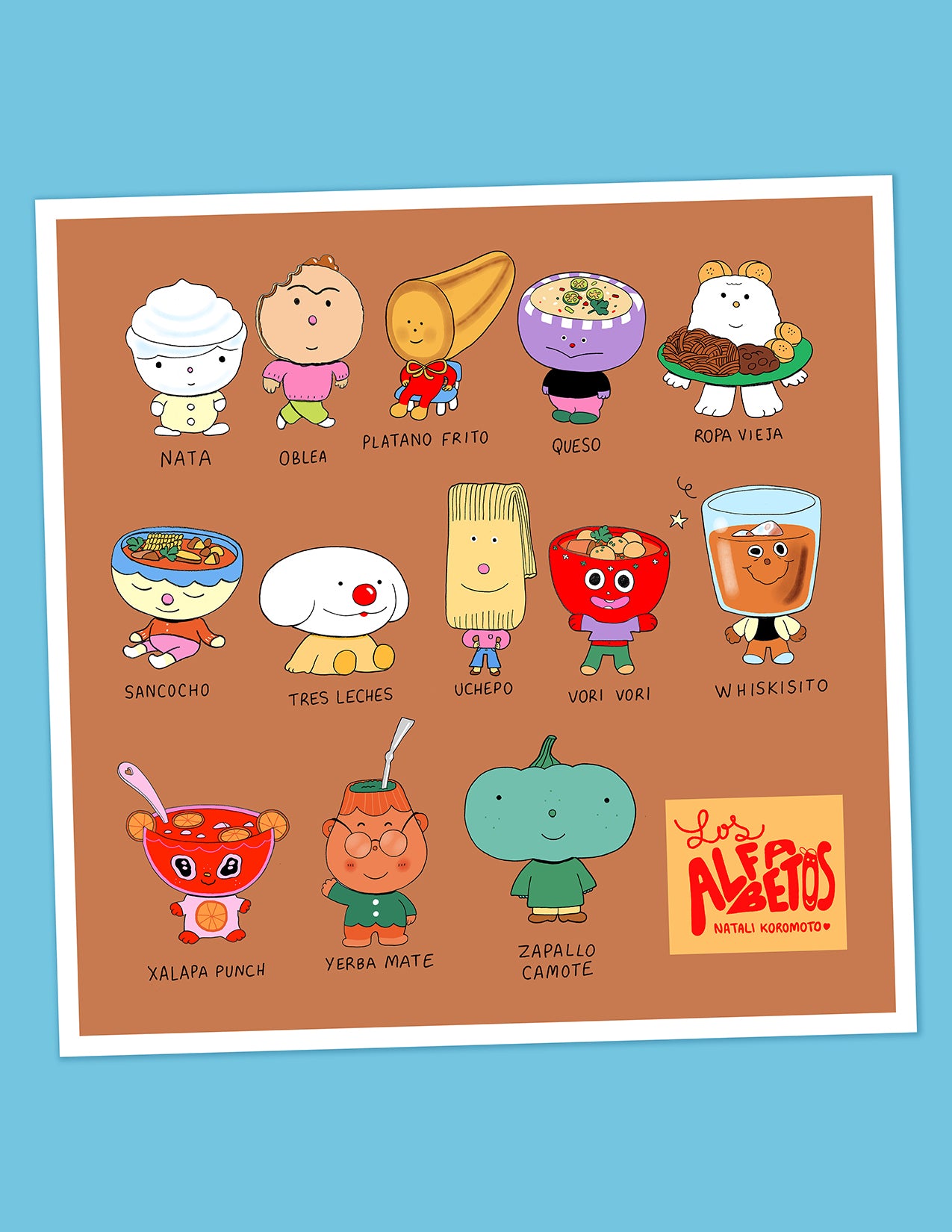 "Los Alfabetos" Art Print, by Natali Koromoto Martinez. Available in size: 10"x 10".