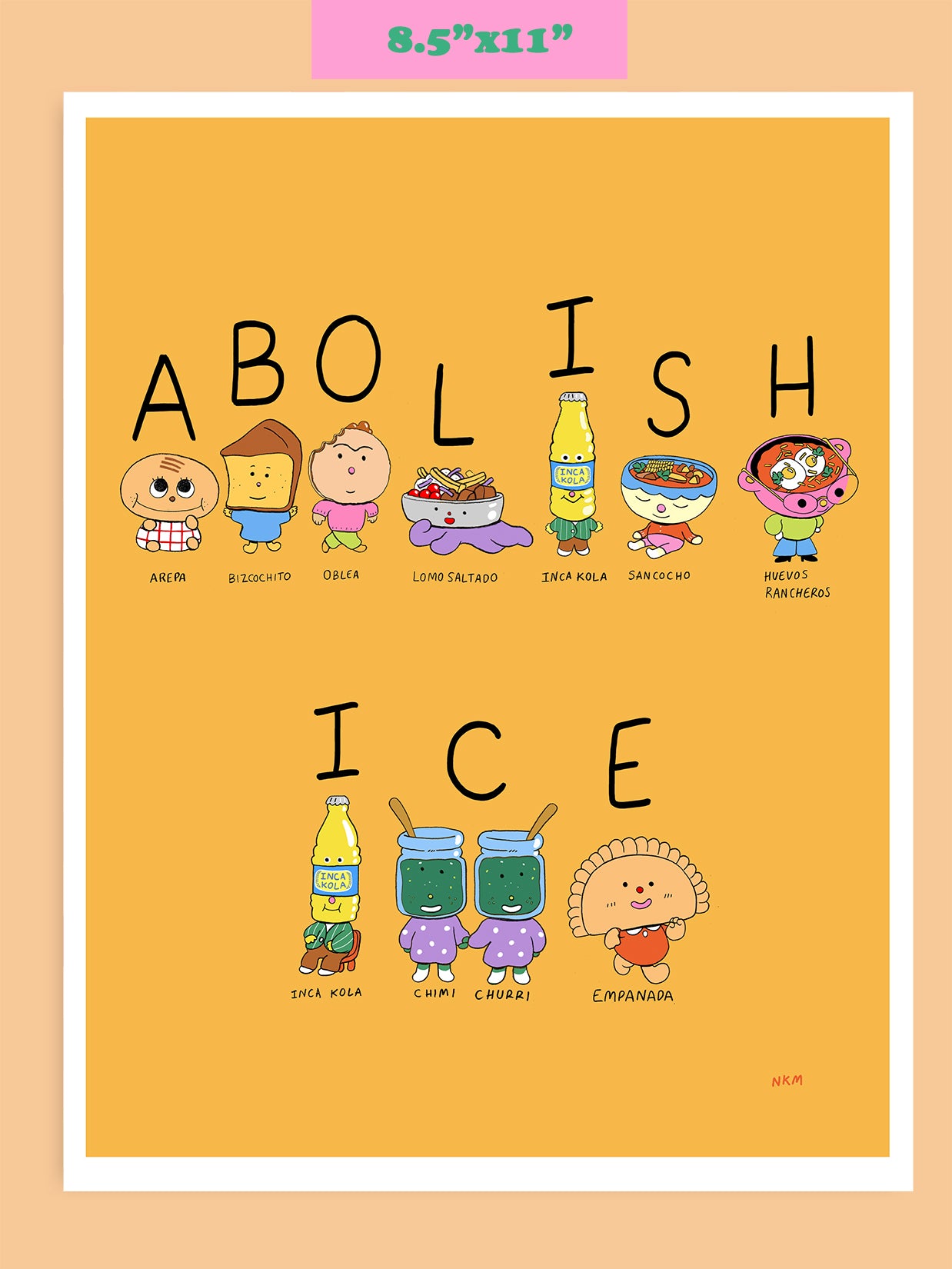 "Spell it out" by Natali Koromoto, paper print. Sizes: 8.5"x11" and 13"X19".
100% of the profits from this print will go to the Defending Our Neighbors fund.