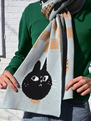 "CATS" Jumbo scarf - Design by Natali Koromoto. Scarf knit in Long Island, New York. Made with premium soft, durable 100% Egyptian Cotton.