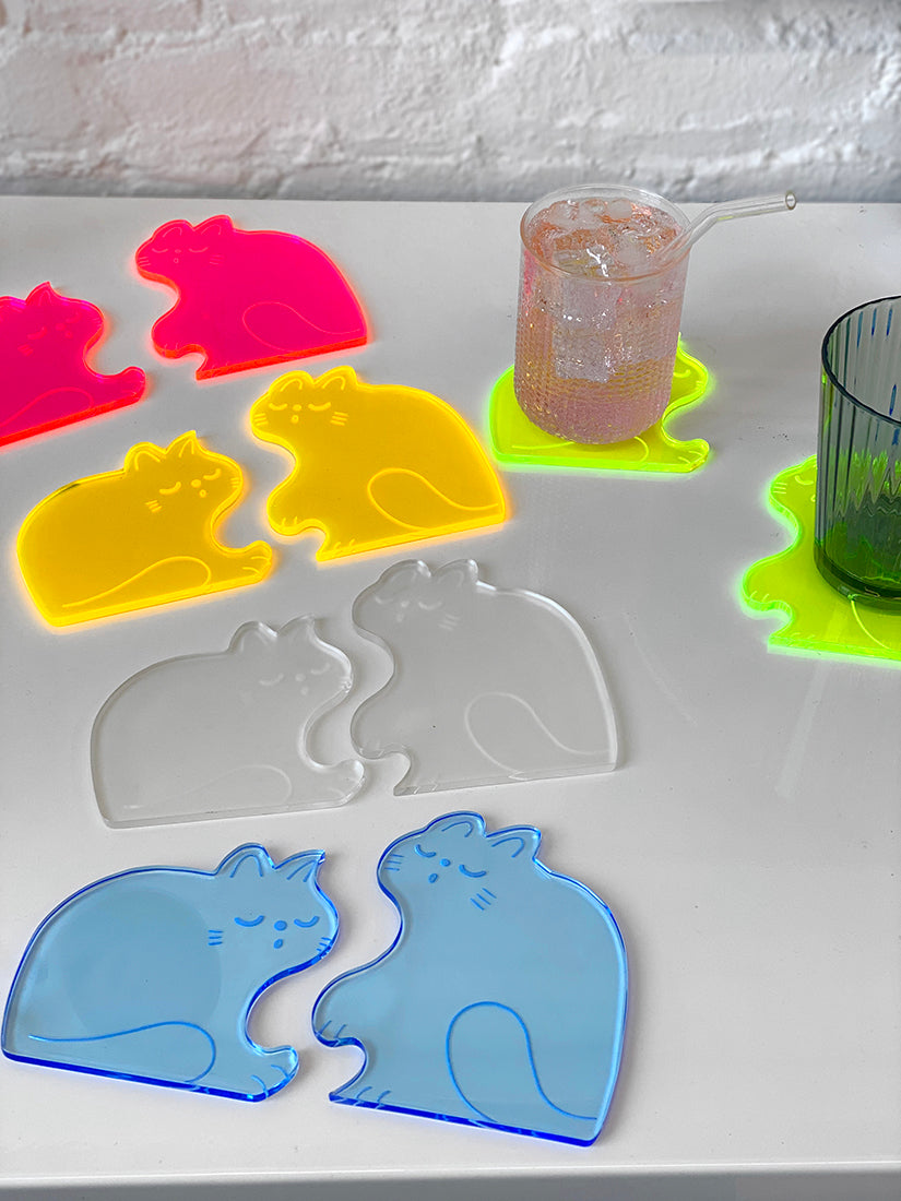 Natali Koromoto designed "Perfect Nap" collection (CATS) Set of two acrylic coasters.