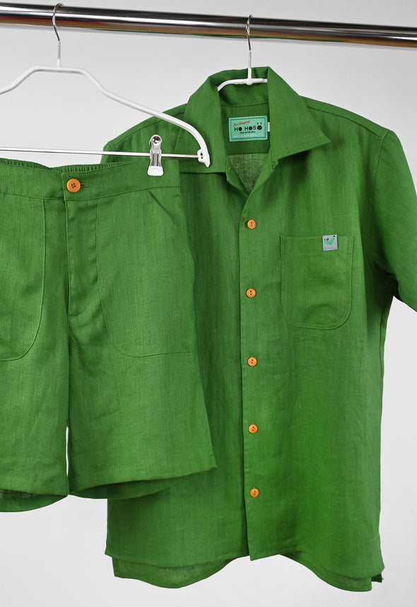 "Tutti-Frutti" Linen Shirt - Plantain Green