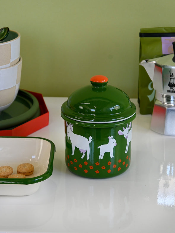 "GOAT" Enamel container by Natali Koromoto