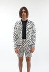 "Zebra Without a Cause" Linen Jacket - Grey Stripe