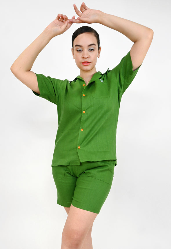 "Tutti-Frutti" Linen Shirt - Plantain Green
