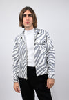 "Zebra Without a Cause" Linen Jacket - Grey Stripe