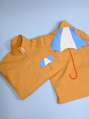 "Umbrella" Jacket - Honey dye colorway. Designed by Natali Koromoto's in-house clothing brand Ho Hos Hole in The Wall. Made in NYC with Eco-Twill, a combo organic cotton and polyester spun from recycled water and soda bottles.