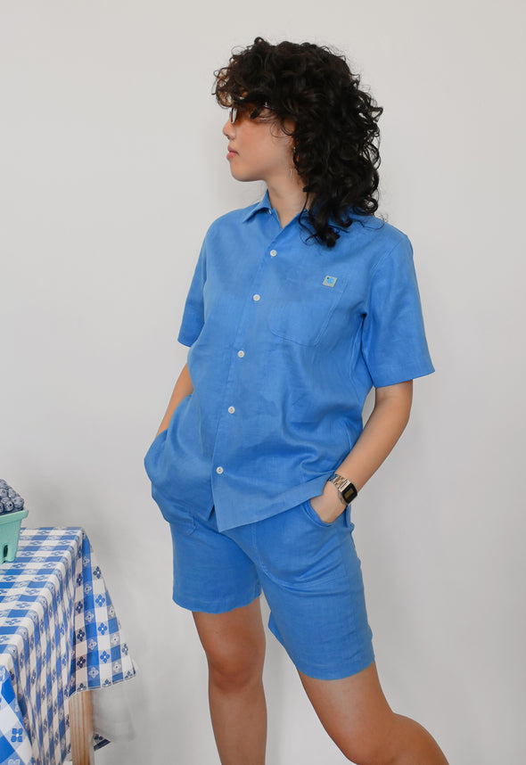 "Tutti-Frutti" Linen Shirt - Blueberry