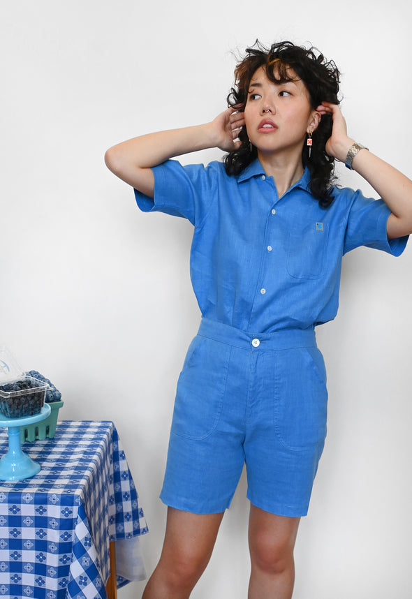 "Tutti-Frutti" Linen Shirt - Blueberry
