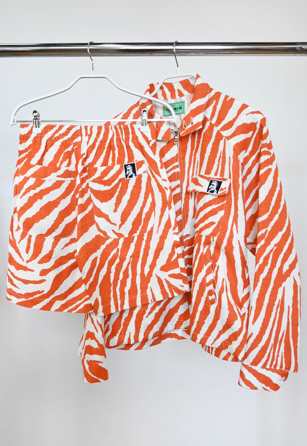 Zebra Short, Aqua/Orange