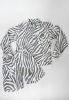 "Zebra Without a Cause" Linen Shorts - Grey Stripe