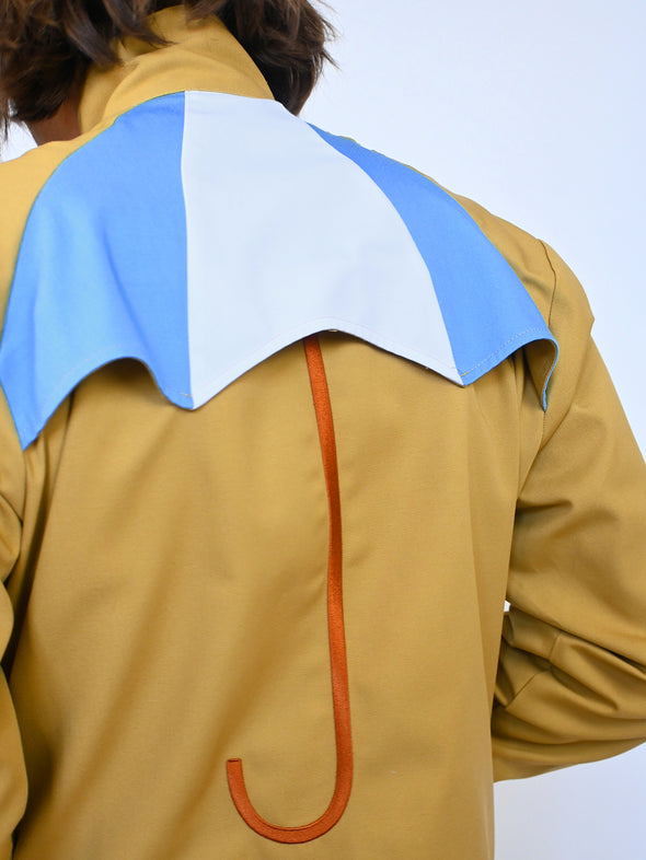 "Umbrella" Jacket - Honey dye colorway. Designed by Natali Koromoto's in-house clothing brand Ho Hos Hole in The Wall. Made in NYC with Eco-Twill, a combo organic cotton and polyester spun from recycled water and soda bottles.