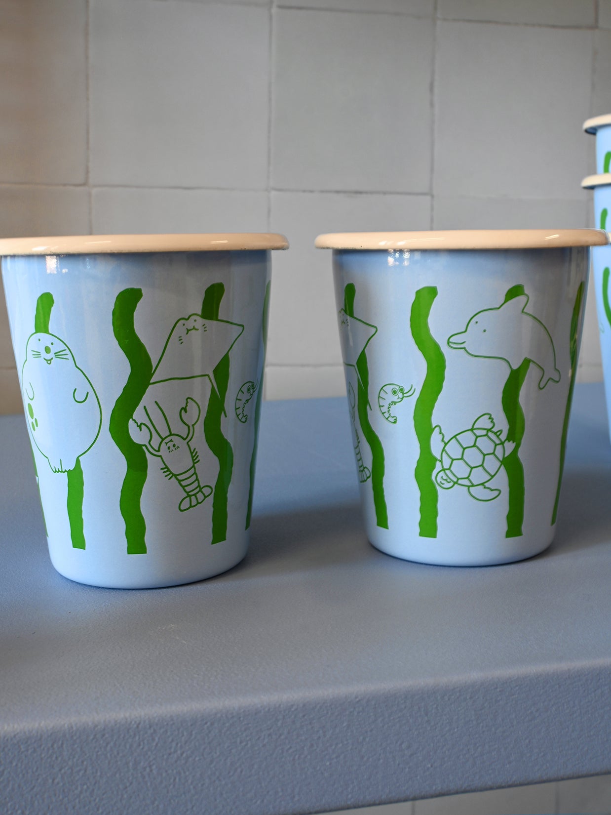 Vaso esmaltado "Criaturas marinas" 