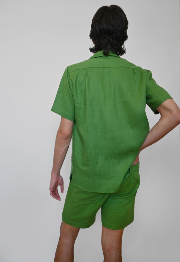 "Tutti-Frutti" Linen Shorts - Plantain Green