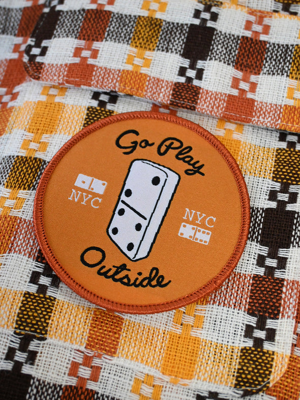 "Go Play Outside" woven patch